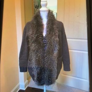 Grey fur TopShop Cardigan - size US 2